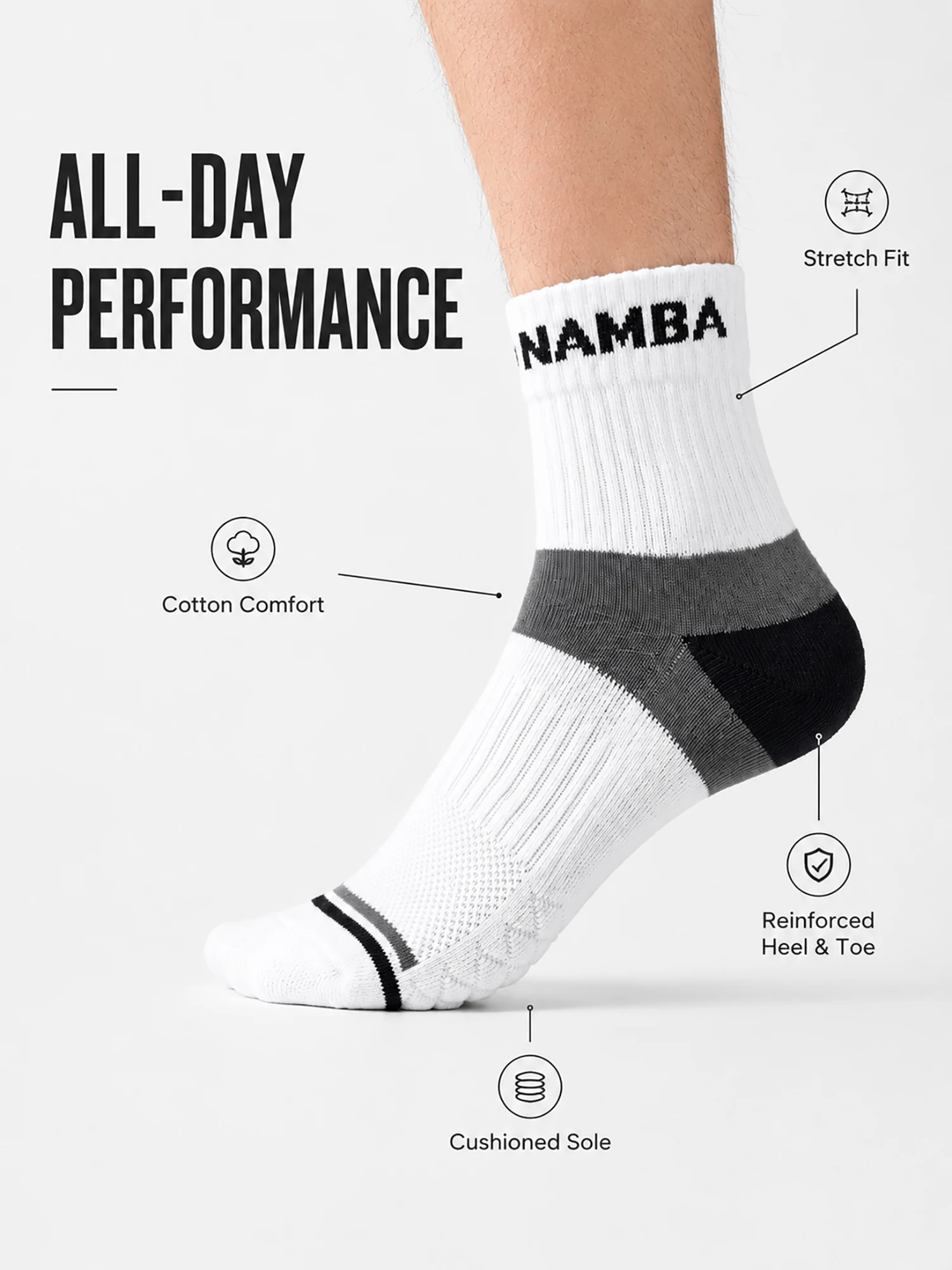 1/3/6 Pairs Men's Mid Calf Socks Breathable Cotton Cushioned Supportive Running Sports Non Slip Athletic Gym Casual Gift Box