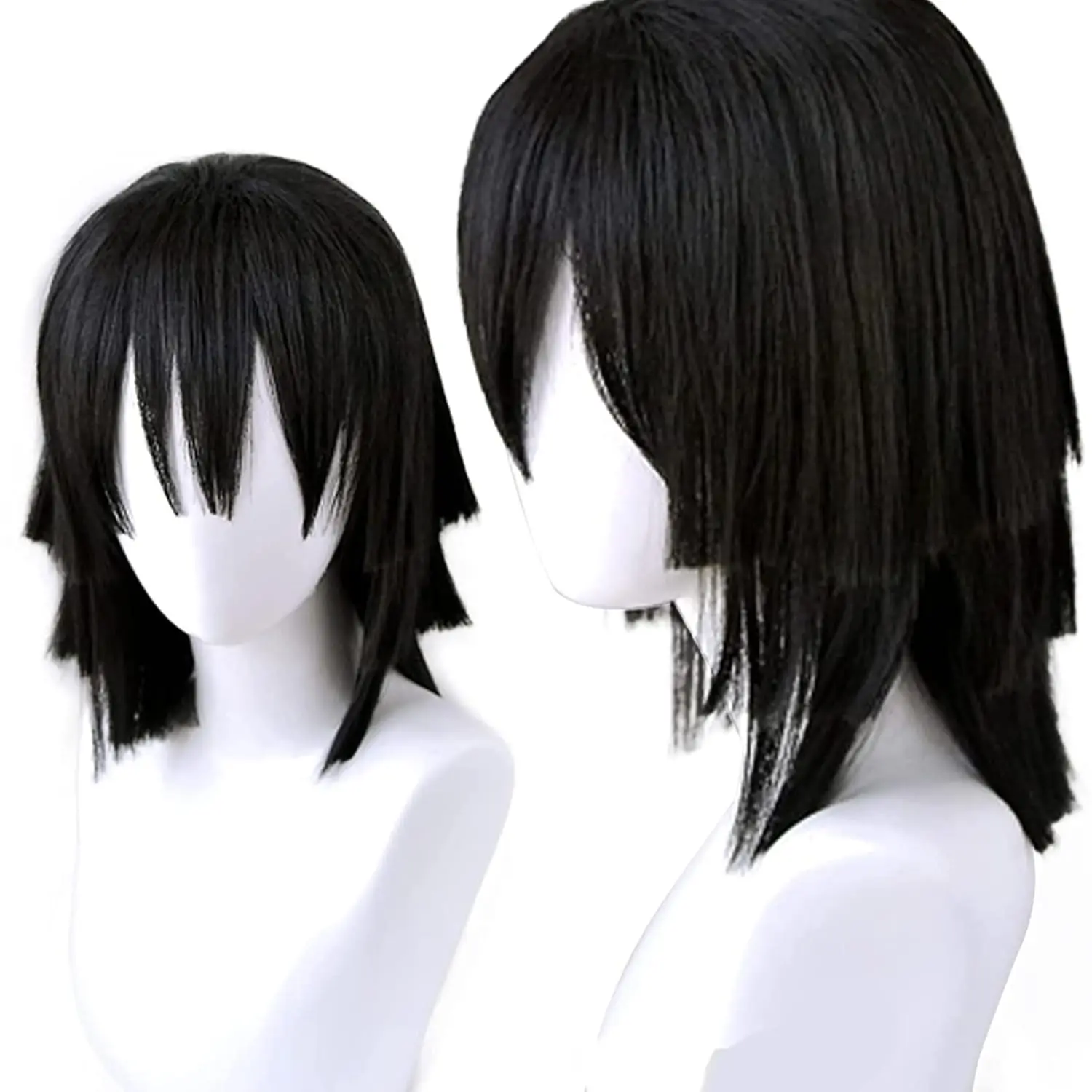 Obanai Cosplay Wig Anime Short Black Wig Character Cosplay Clothes for Demon Slayer: Kimetsu no Yaiba for Synthetic Hair Hallowe