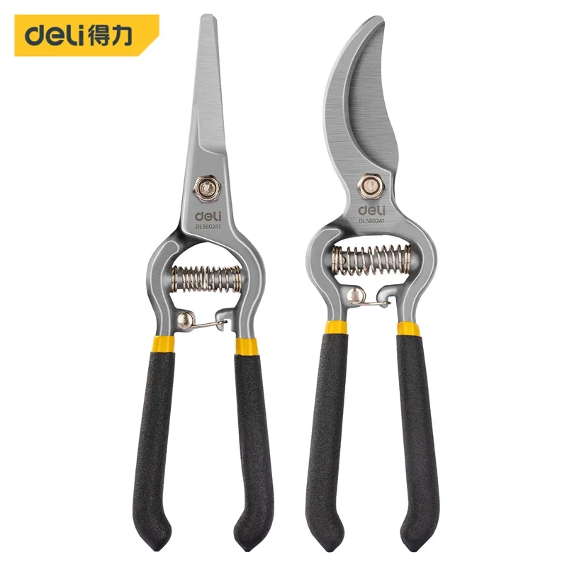 

Deli 2 Pcs Set 8.5'' Gardening Scissors Pruner Secateurs Garden Labor-saving Bonsai Shears Fruit Tree Branch Pruning Hand Tools