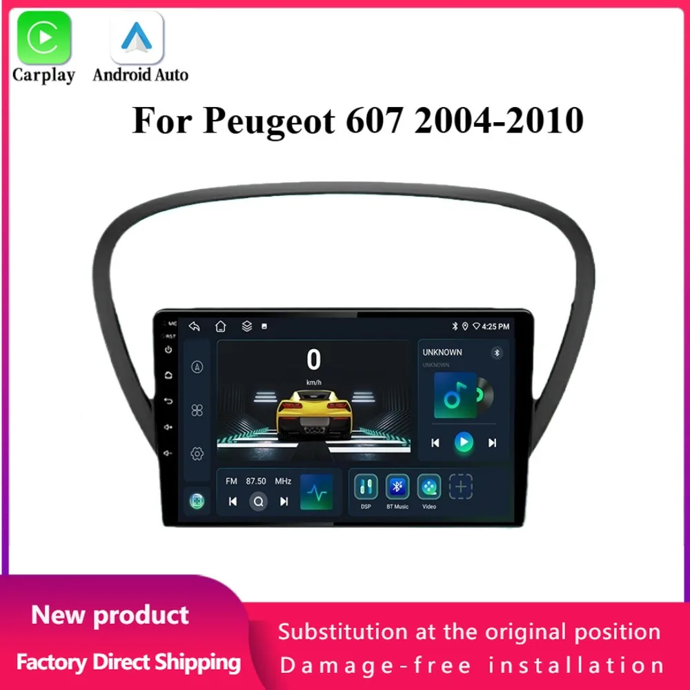 Android 14 For Peugeot 607 2004-2010 Auto Wireless Carplay Car Radio Stereo Multimedia Player Car 4G Multifunction Touch Screen