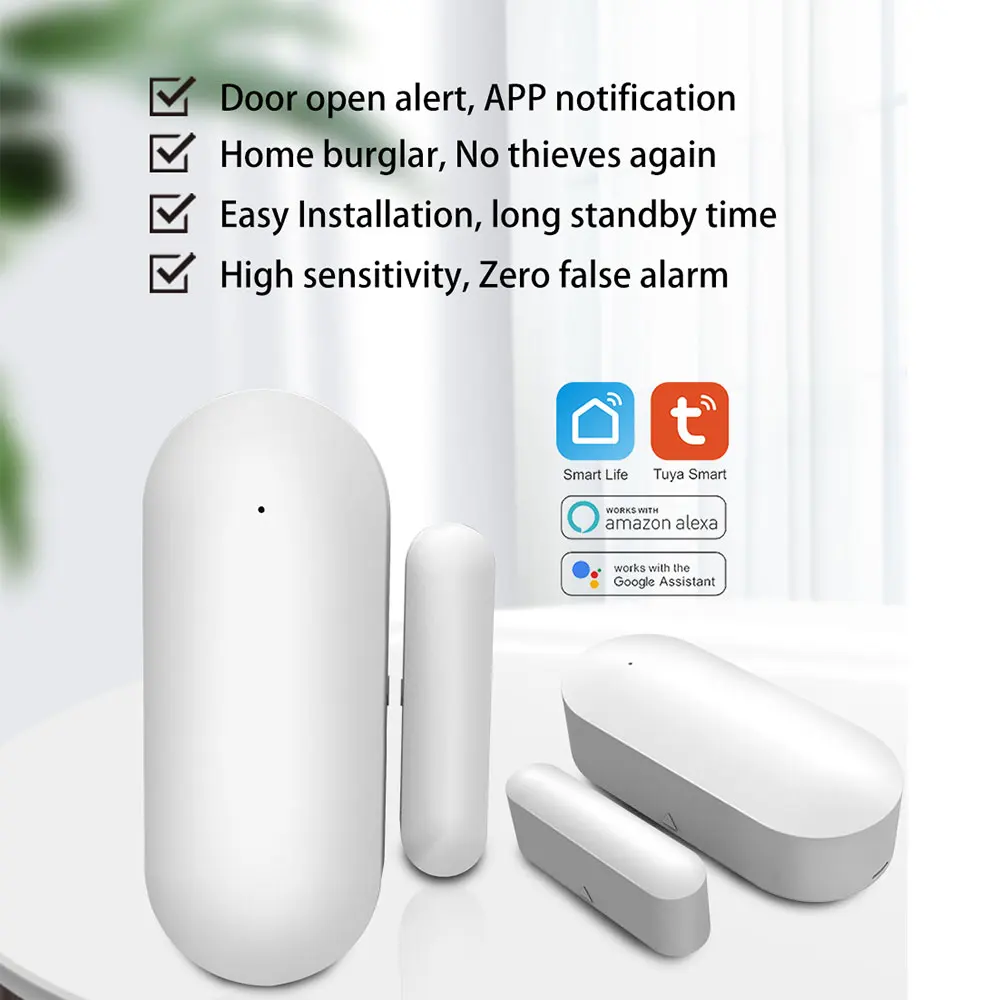 PGST PB69 Tuya Door Sensor Smart Home WiFi App Notification Window Detector Security Protection Alert Security Alarm