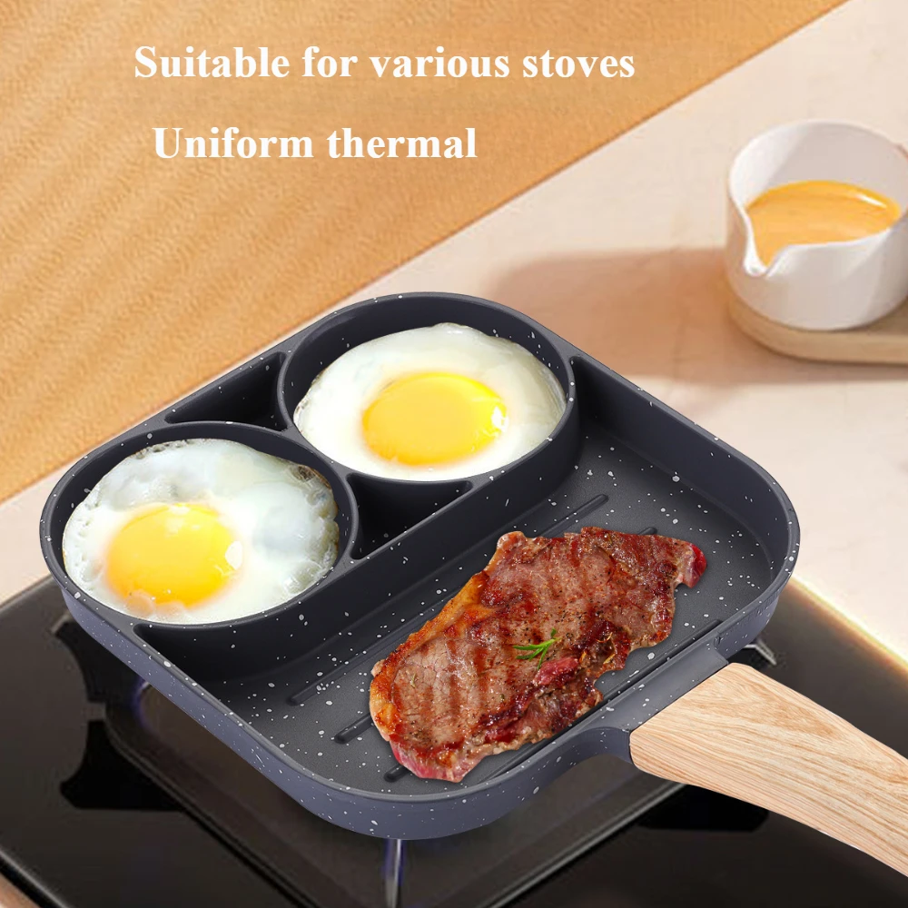 Four Hole Frying Pan Flat Bottom Non Stick Egg Dumpling Pot Hamburger Waffle Fry Pans Fried Food Non-Stick Cooking Utensil