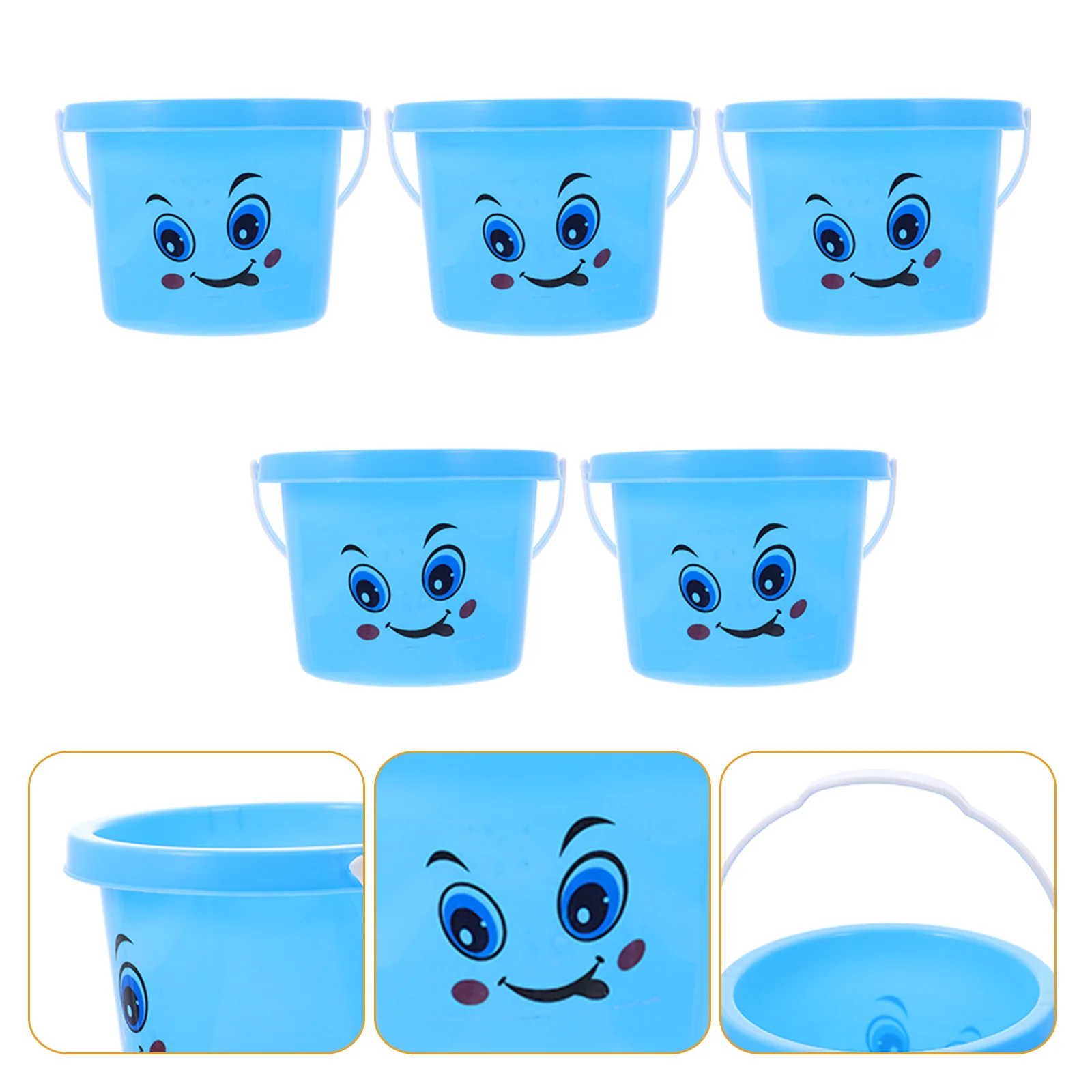 

5 Pcs Beach Toy Bucket Bright Color Sand Buckets Portable Kindergarten Toys Mold Holders for Kids Pp Fishing Water Playthings