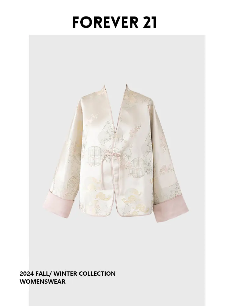 

Forever 21 New Chinese Style Retro Flowing Light Open Cardigan Small Elegant Embroidery Jacket Autumn Long Sleeve for Pear Shape