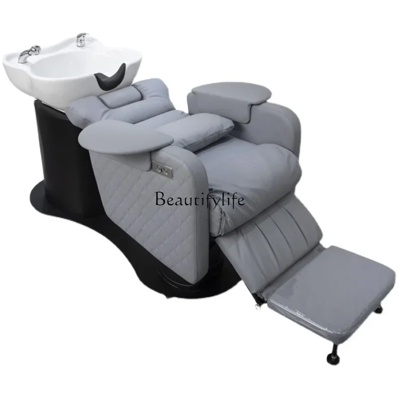 High-End Electric Lifting Shampoo Chair for Hair Salon Rotating Sitting Semi-Full Lying Flush Integrated Bed