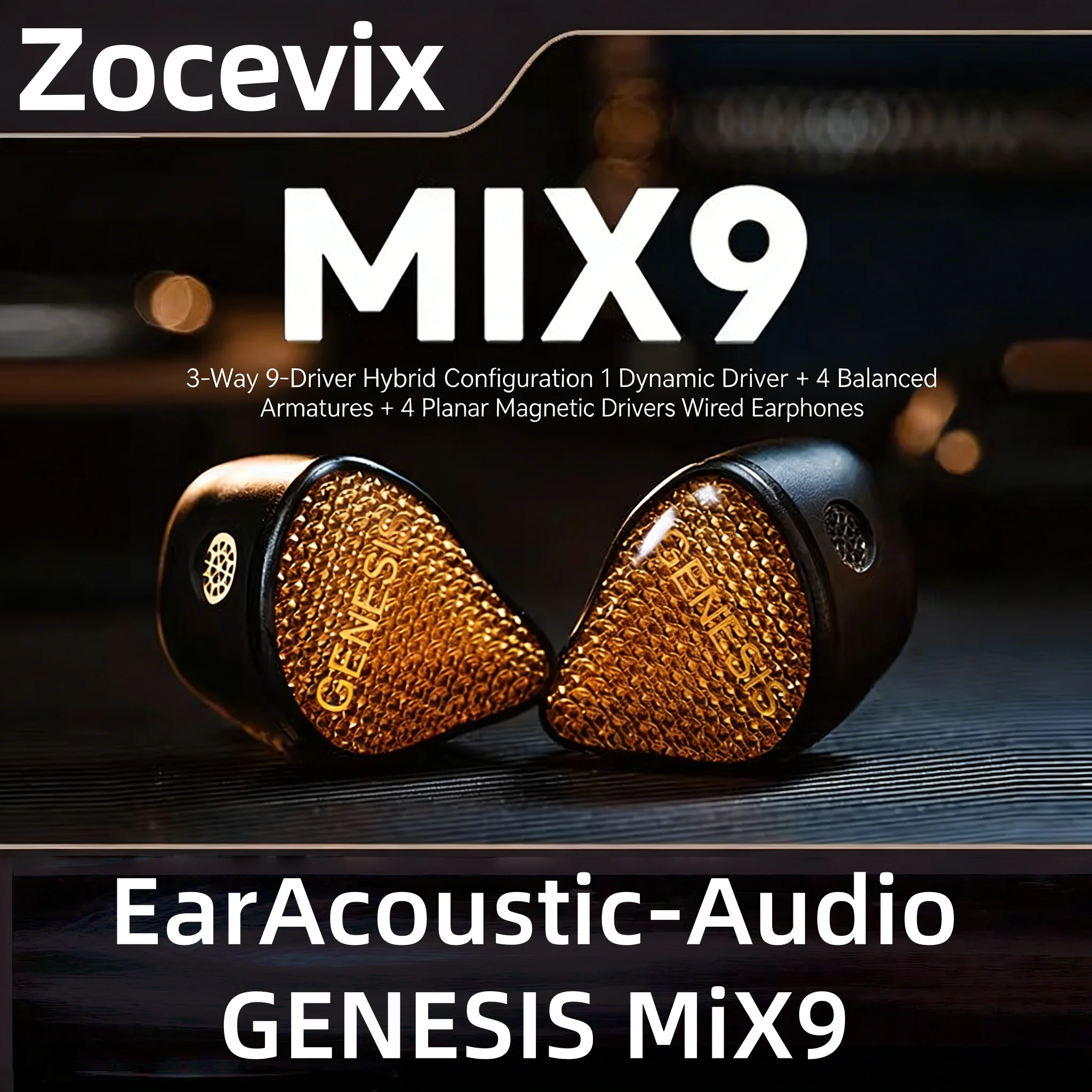 

EarAcoustic Audio GENESIS MiX9 HiFi In-Ear Monitor 9-Driver Hybrid IEMs - Audio Sound Isolating Earphones for Music Enthusiasts