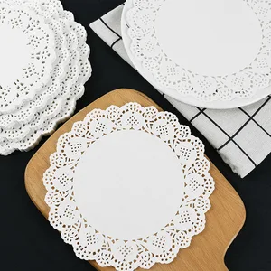 100 PCs weiße runde Spitze Coaster Placemat Papierpapier Kuchen Teppich DOILIES Verpackung Hochzeitsgeschenk für Geburtstag Weihnachtstisch Dekoration DIY 12 Hauptverkaufsgewebe für Sousplat - №10