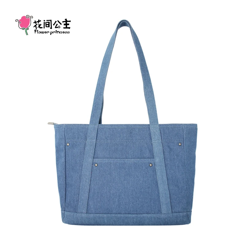 Bolsa de ombro feminina de tecido denim, sapatos de princesa flor, sacola de grife, bolsas grandes, moda feminina, tendência feminina, 2024