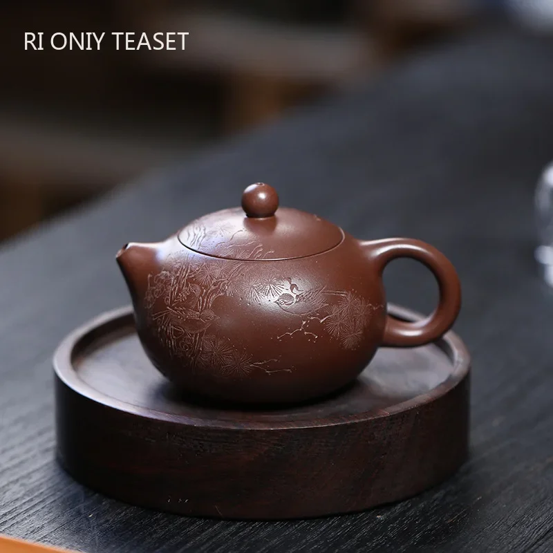 190ml Yixing Purple Clay Teapot Household Handmade Xishi Tea Pot Beauty Tea Infuser Kettle Chinese Raw Ore Zisha Tea Set Teaware