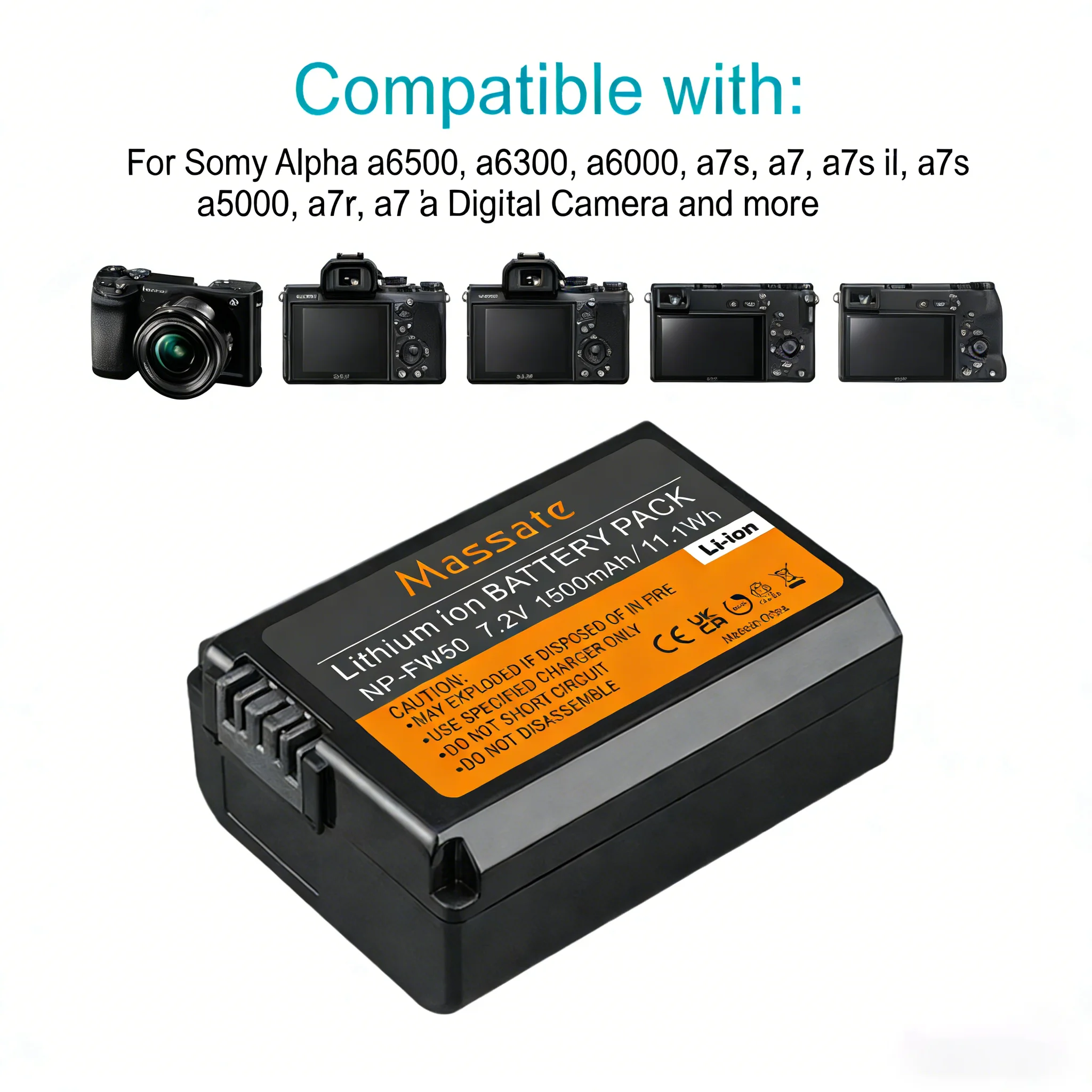 Massate NP-FW50 NP FW50 Battery +Dual USB Charger for Sony A6000 A6300 A6400 A6500 A7 A7II A7RII A7SII A7S A7S2 A7R RX10 ZV-E10