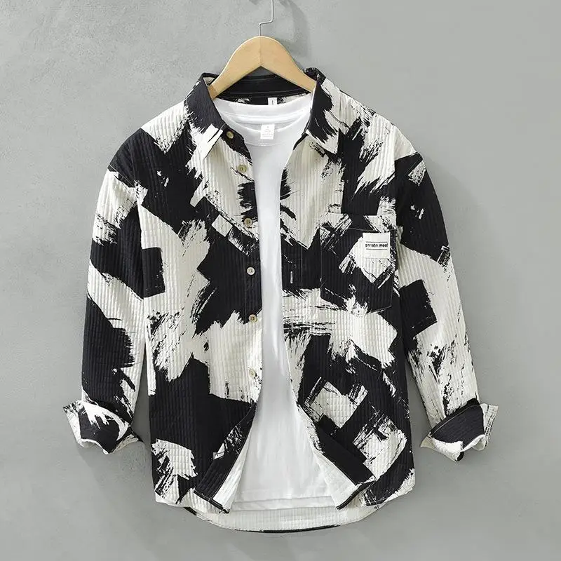 

Printed Long Sleeve Mens Shirt Top Casual Comfortable Non-iron Treatment Daily Wear Other Material100% Non-deformable