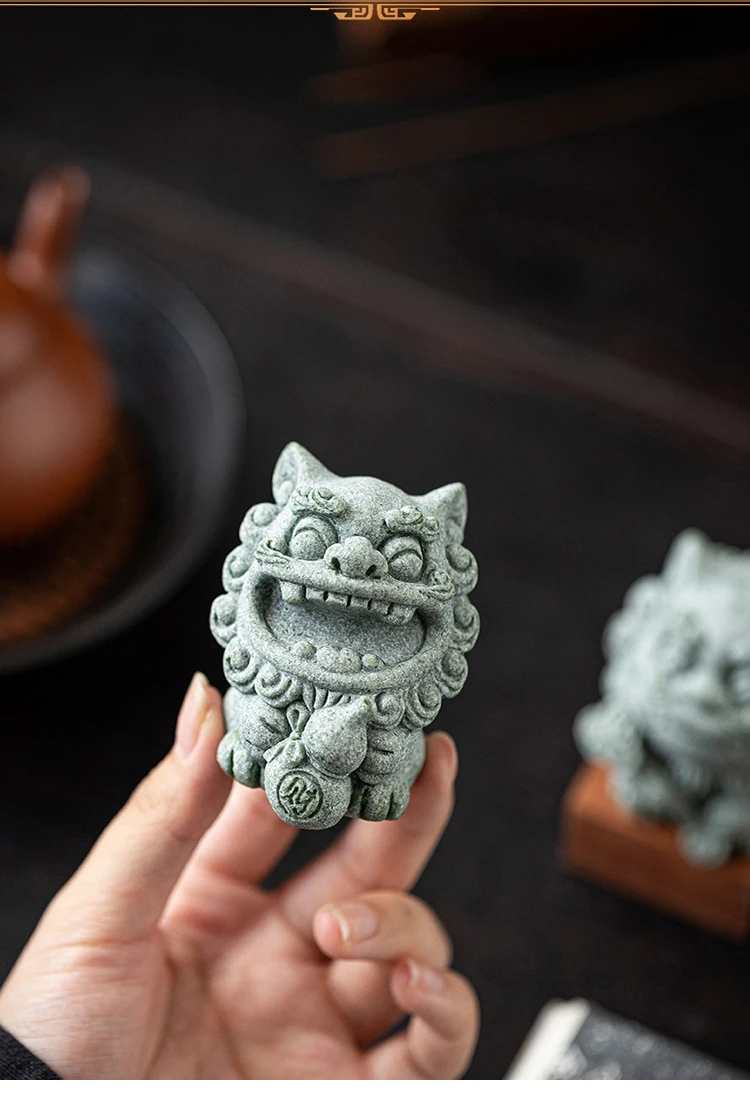 Chinese Style Tea Set Ornaments Cute Little Lion Tea Pet Creative Office Home Decoration Daily Gifts Craft Fish Tank Ornaments