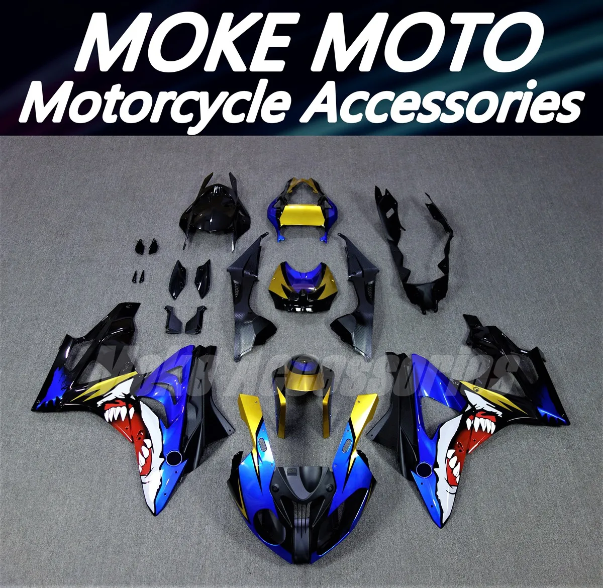 

Комплект обтекателей Moke moto, подходит для S1000rr 2009 2010 2011 2012 2013 2014, комплект кузова, черный, синий, с акулой