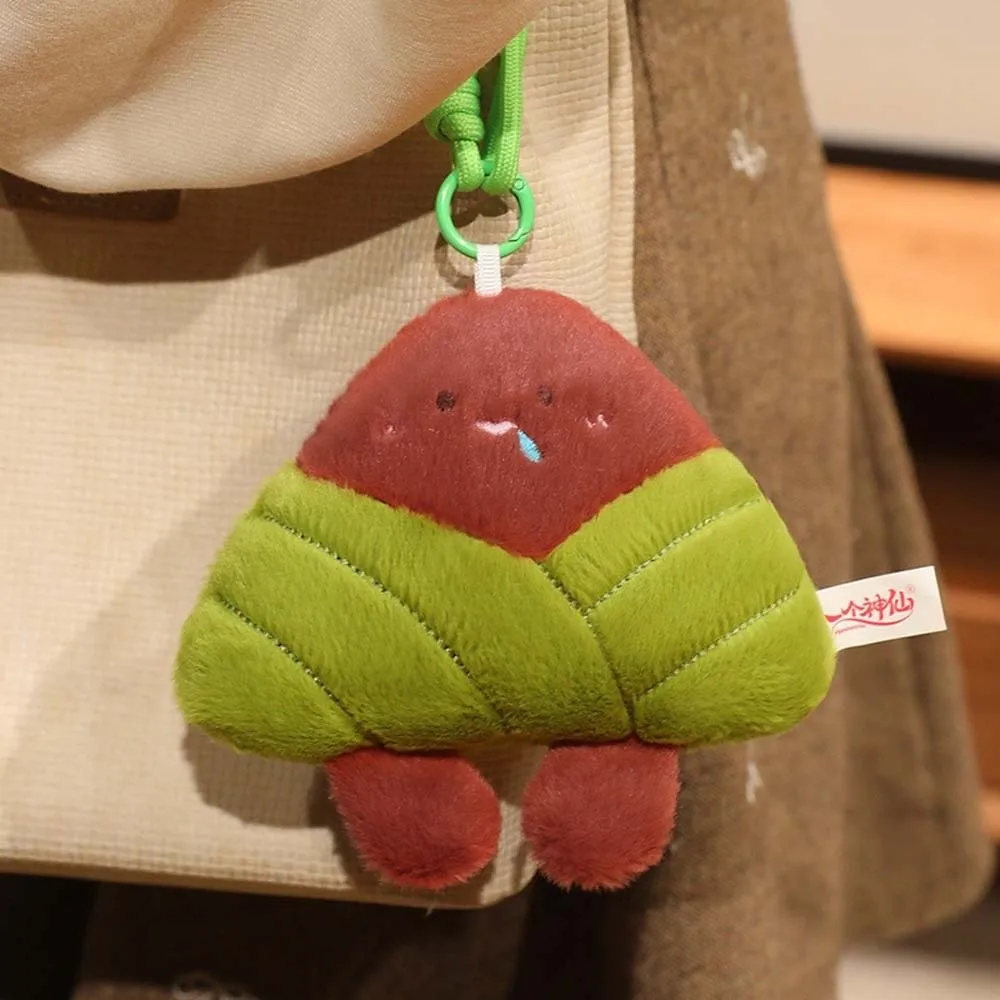 Ultra-Soft Velvet Cartoon Zongzi Plushie Vibrant Emerald Green Eco-friendly Filling Sticky Rice Dumpling Face Embroidery