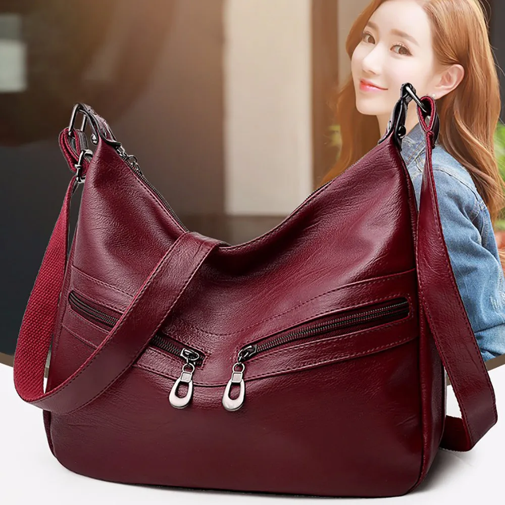 Women Bag Solid Color Zipper Handbags Shoulder Handbag