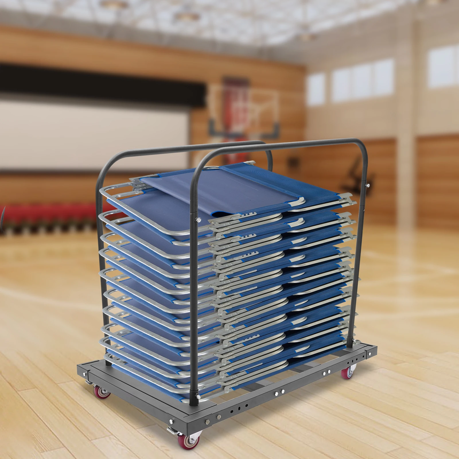 

Heavy Duty Folding Table Cart w/ Wheels for Garages Homes Warehouse Hotels Adjustable Spacing For Schools, Offices, Event Venues
