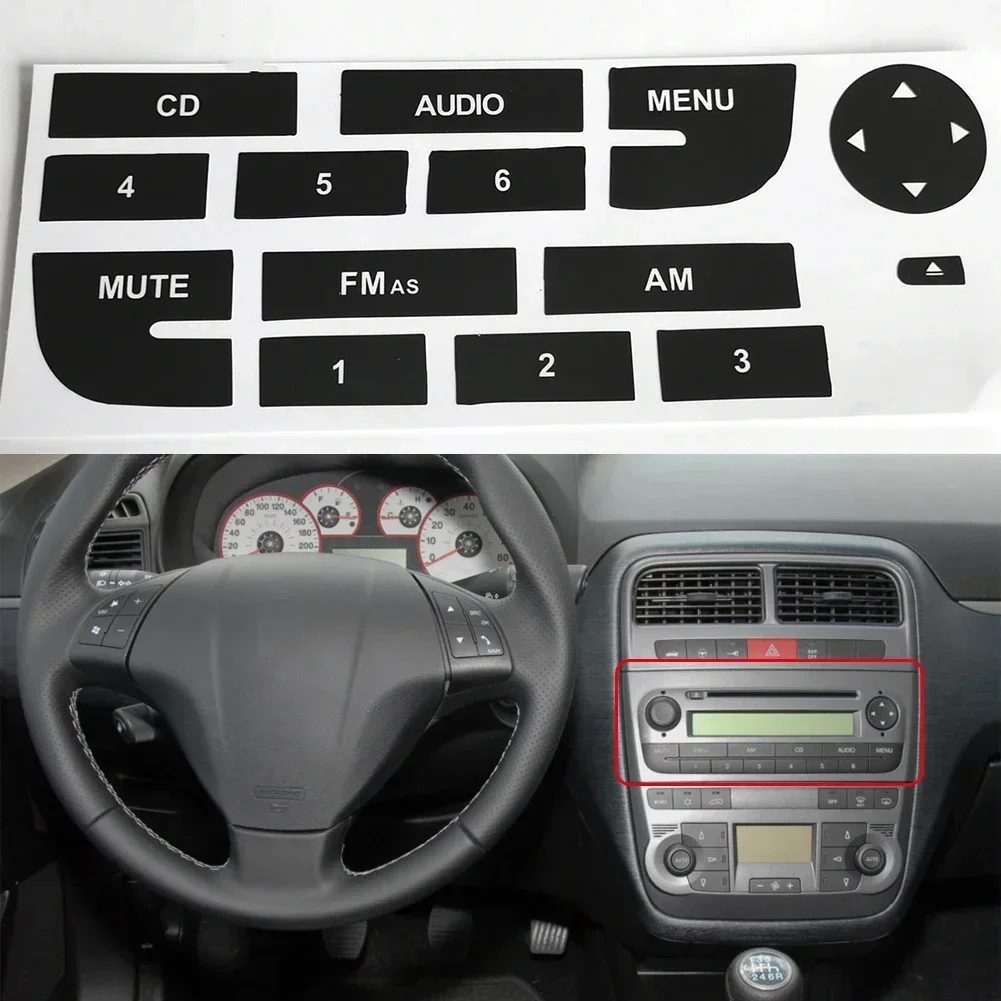 Car Front Radio Button Repair CD Decals Stickers Replacement Fits For Fiat Grand Punto Auto Automobiles Stickers Accessories