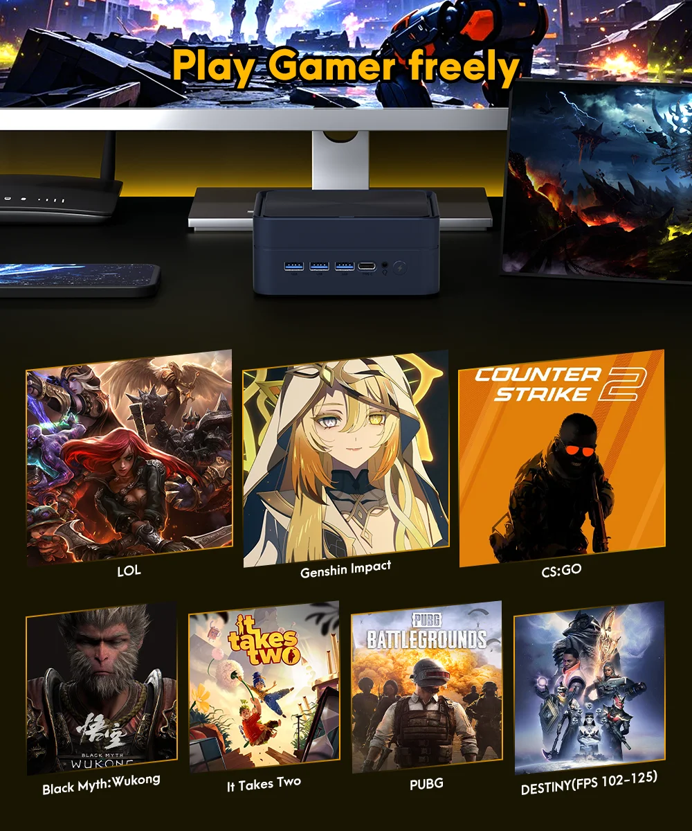 ZXIPC MINI PC NucBox Gaming Mini PC AMD Ryzen7 8745HS DDR5 Oculink Barebone NO RAM NO ROM Desktop Computer WIFI6