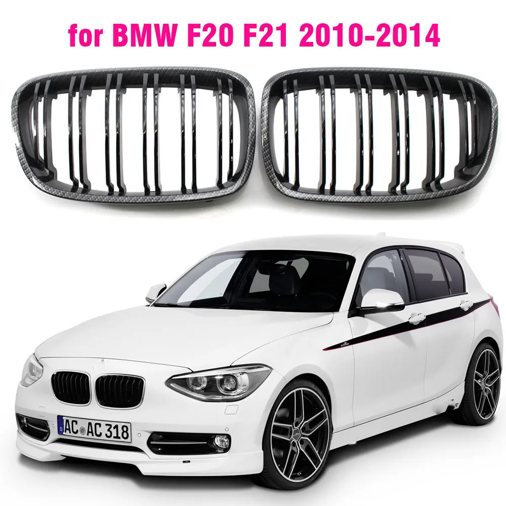 

For BMW 1-Series F20 F21 125i 118i 116I 125B 2010-2014 Front Bumper Kidney Grille Hood Grills Carbon Fiber Color