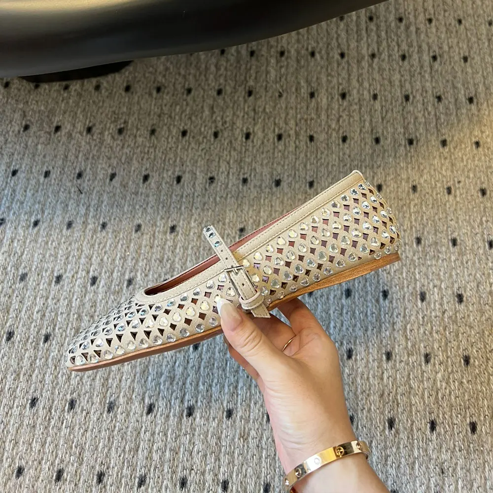 2024 New Design Resale reliable supplier Muaddi Women's Shoes Lady Heart-Shaped Diamond Flat