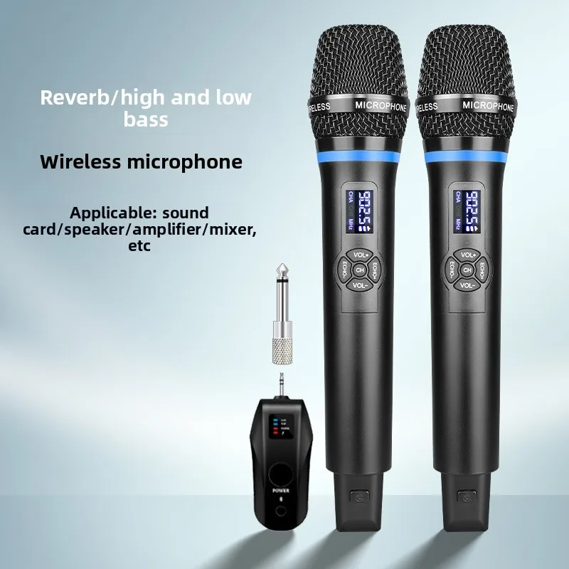 N27 UHF Frequency-Adjustable Wireless Microphone 50X2 Channels with Bluetooth Reverb for Home Karaoke/Stage/Hosting Performance