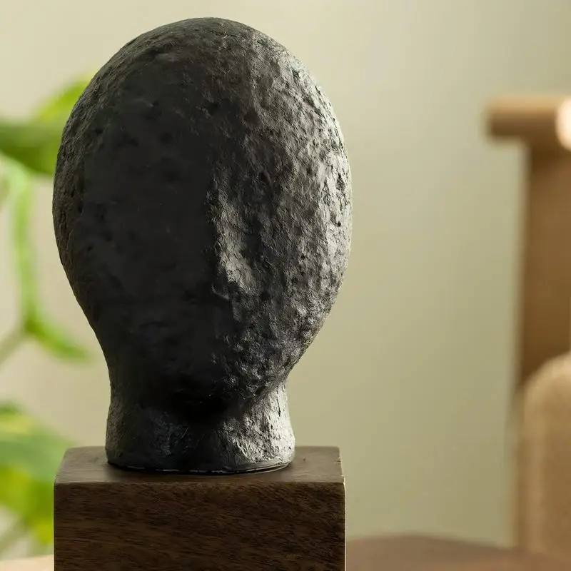 Objeto decorativo ecológico feito à mão da escultura preta da mistura 3.9x3.5x7.4 polegadas