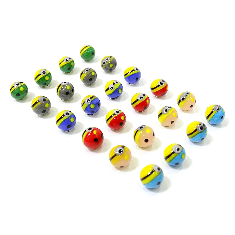 24Pcs Cute Rare Glass Marbles Ball Creative Mushroom Ladybug Pig Lemon Cartoon Image Design Boy Game Pinball Toys Gifts For Kids