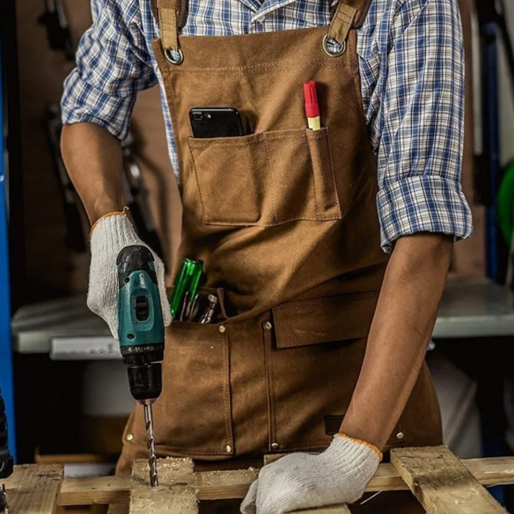 耐摩耗性電気技師作業エプロンポケット防塵大工作業服再利用可能な防水収納袋ウエストエプロンホーム