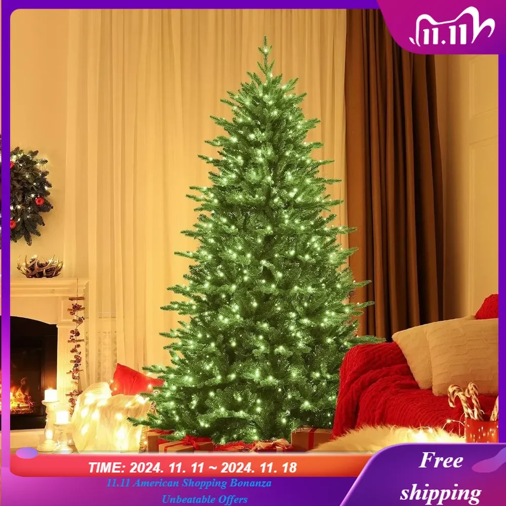 7FT Prelit Christmas Tree, APP Controlled Xmas Tree with Color Changing Lights & 2324 Branch Tips,