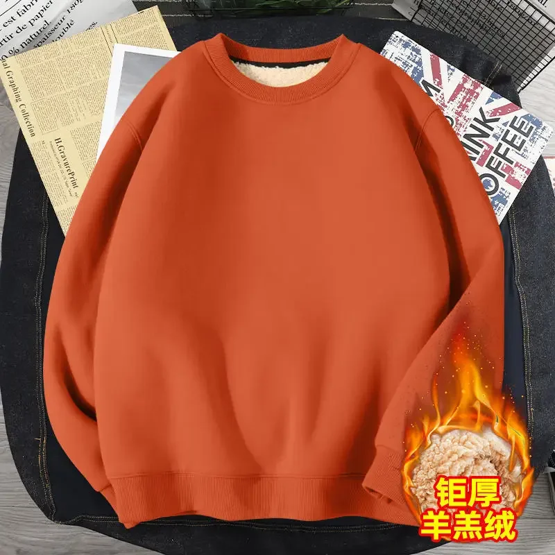 Men's Hoodie Sweatshirt Women's Autumn Winter Fleece Pullover Fashion Casual Round Neck Sweater Coat Y2k Casual Solid Tops 후드티