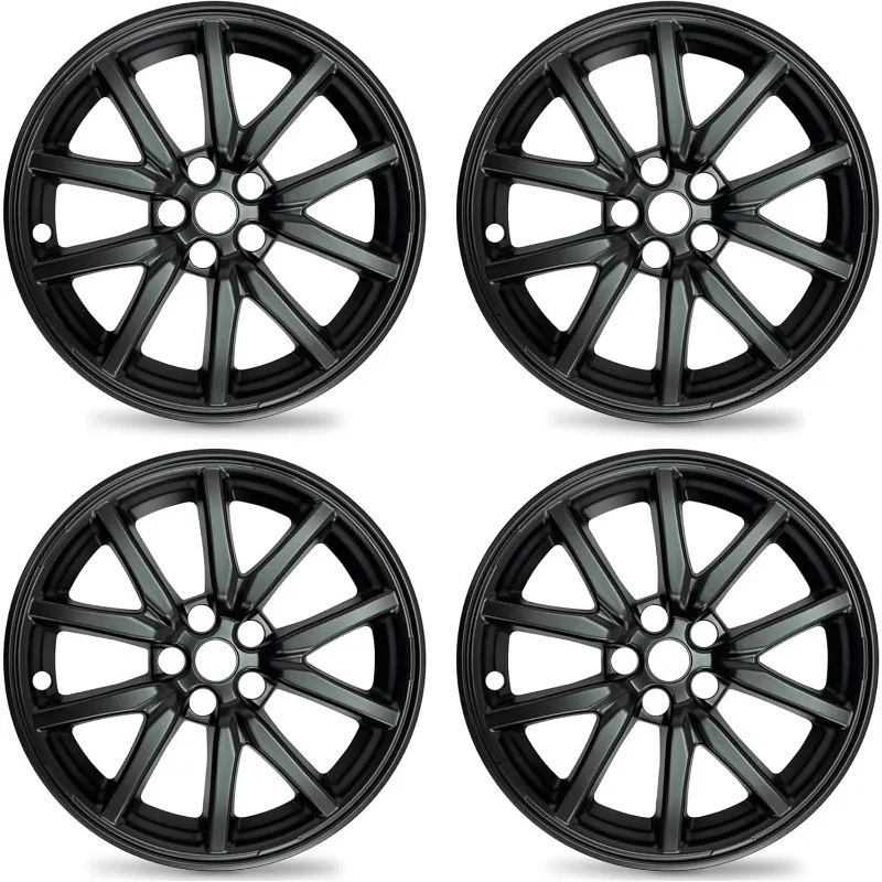 18-Inch Hub Caps fits 2017-2022 Model 3, Replacement Wheel Covers (Set of 4,) (Matte Black)