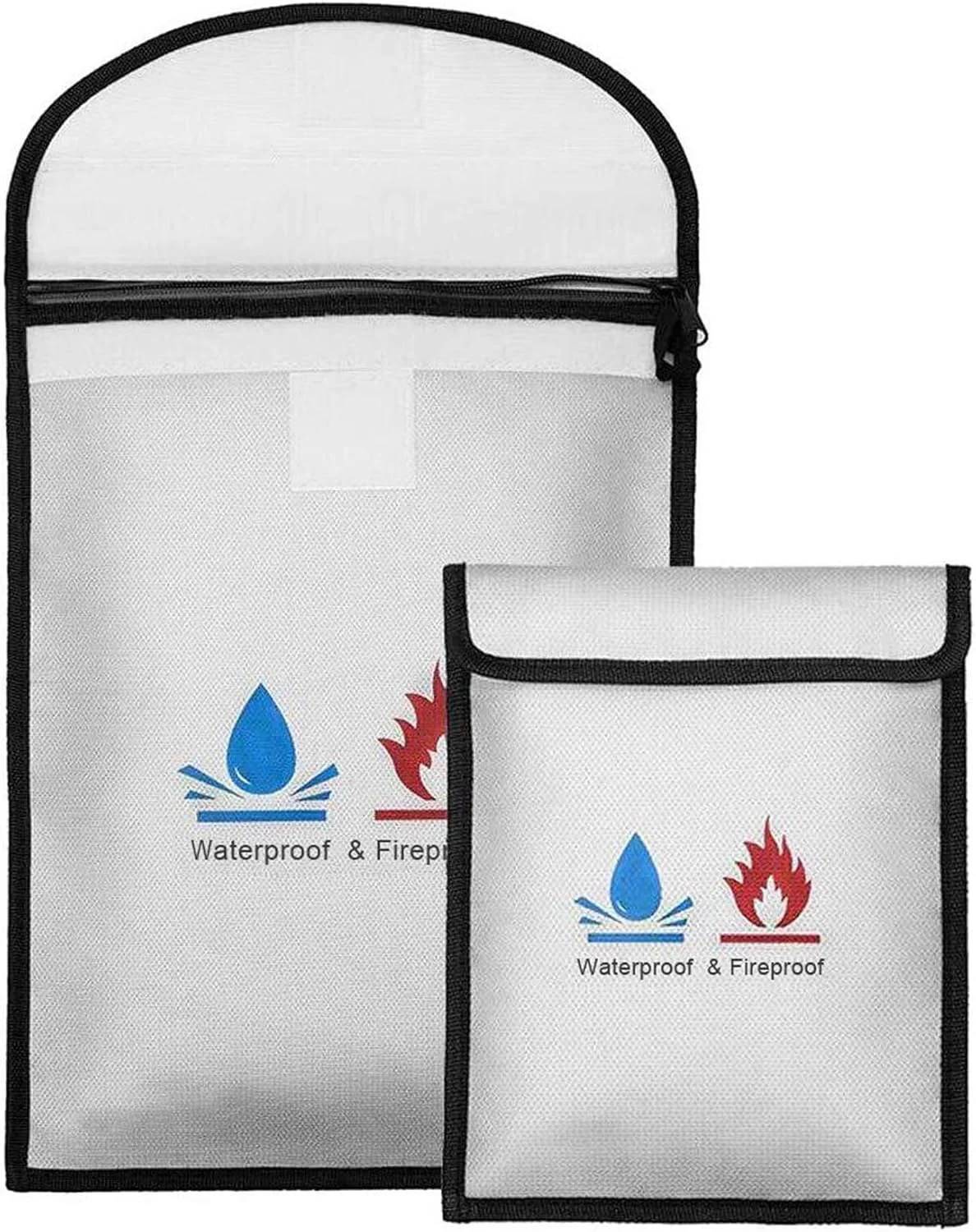 

Fireproof & Waterproof 2-Pack Bag Set – Safeguard Cash, Passports & Important Papers from Fire, Water & Dust