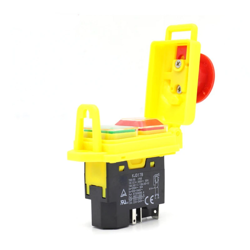 Waterproof Electromagnetic Pushbutton Switches KJD17B 120V / 220V 2HP 16A 5-pin Safety Emergency Stop Push Button Switch