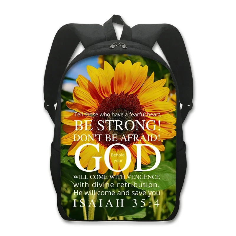 Religious Bible Verse Print School Backpacks Christian Floral Women Backpack for Travel Children School Bags Laptop Backpacks