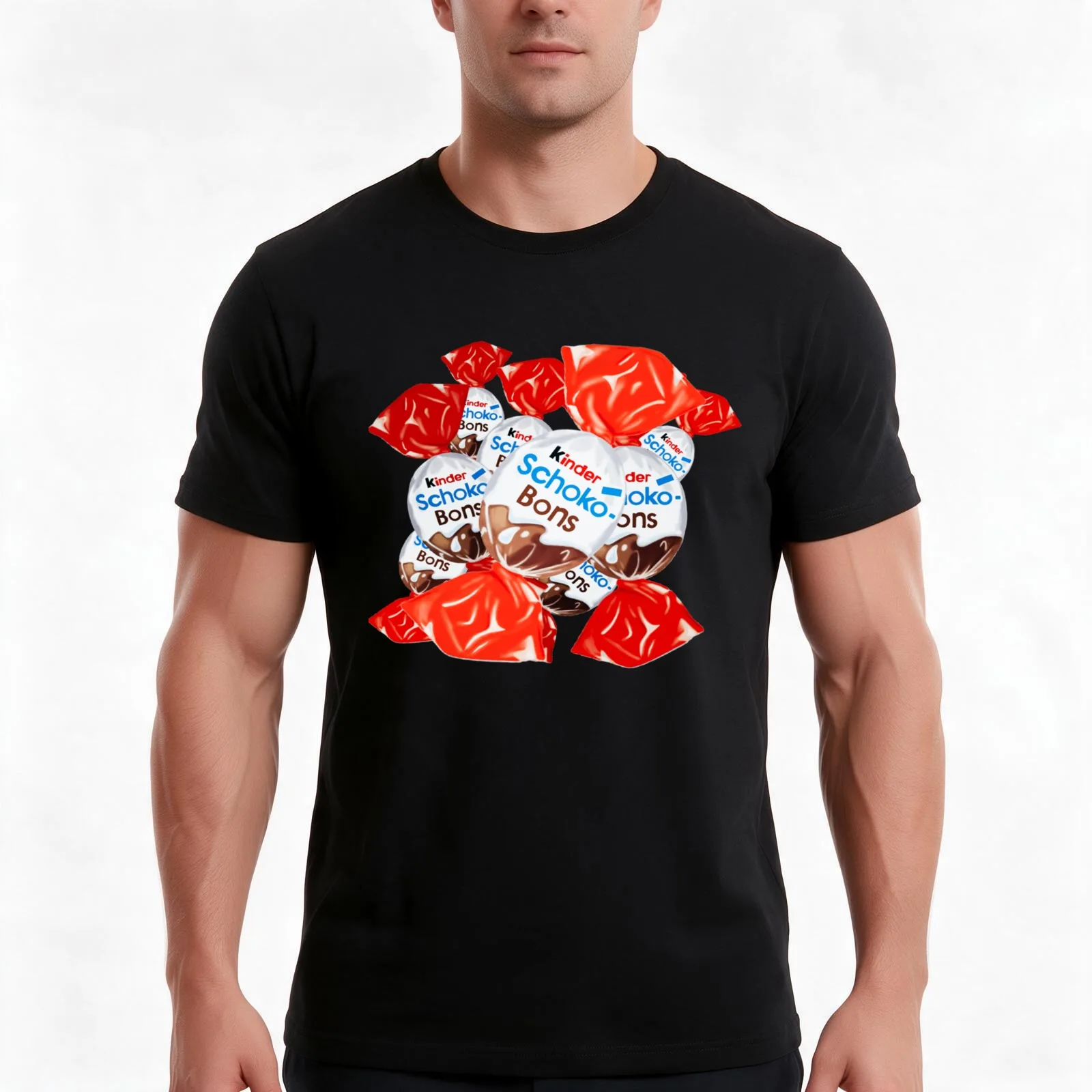 Delicious Schokobons Kinder T-Shirt, Summer Casual Cotton Tee, Oversized Streetwear Tops, Vintage Graphic Print, 100% Cotton