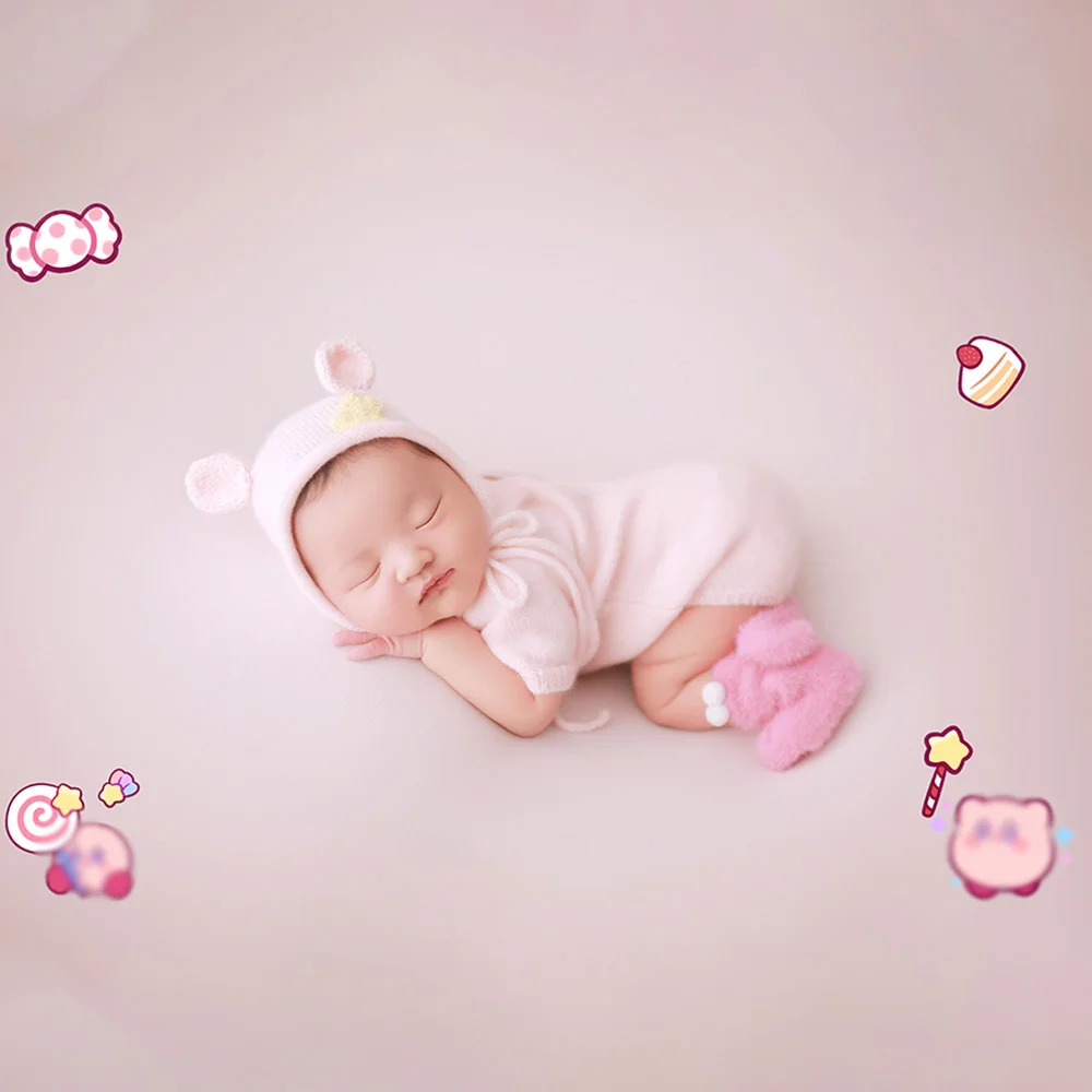 Baby Girl Newborn Photoshoot Outfits Cute Knitted Jumpsuit Hats Socks Infants Photography Props Clothes Studio Photo Accessories