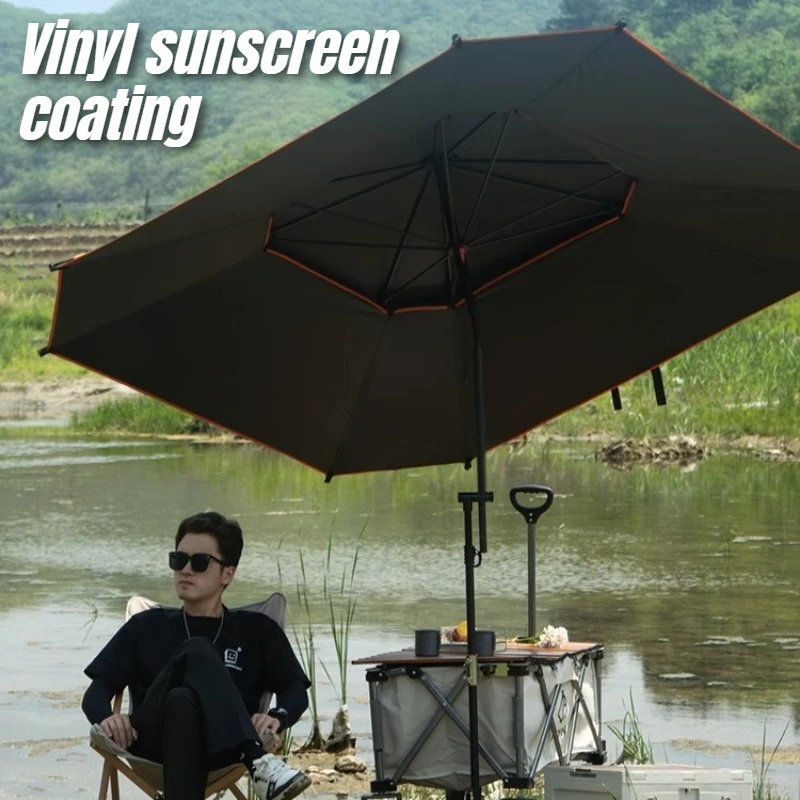 Outdoor Sunshade Umbrella Seaside Beach Fishing Vinyl Sun Protection Folding Awning Portable Rainproof Camping Equipment