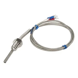 FTARP09 PT100 type 1m metal braided cable 50mm probe head RTD temperature sensor M6 M8 M10 M12 M14 M16 M20 M27 thread