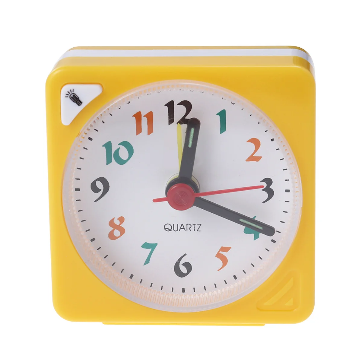 

Mini Square Plastic Quartz Alarm Clock Yellow Lightweight Portable Desk Clock Ideal for Home Office Table Decoration