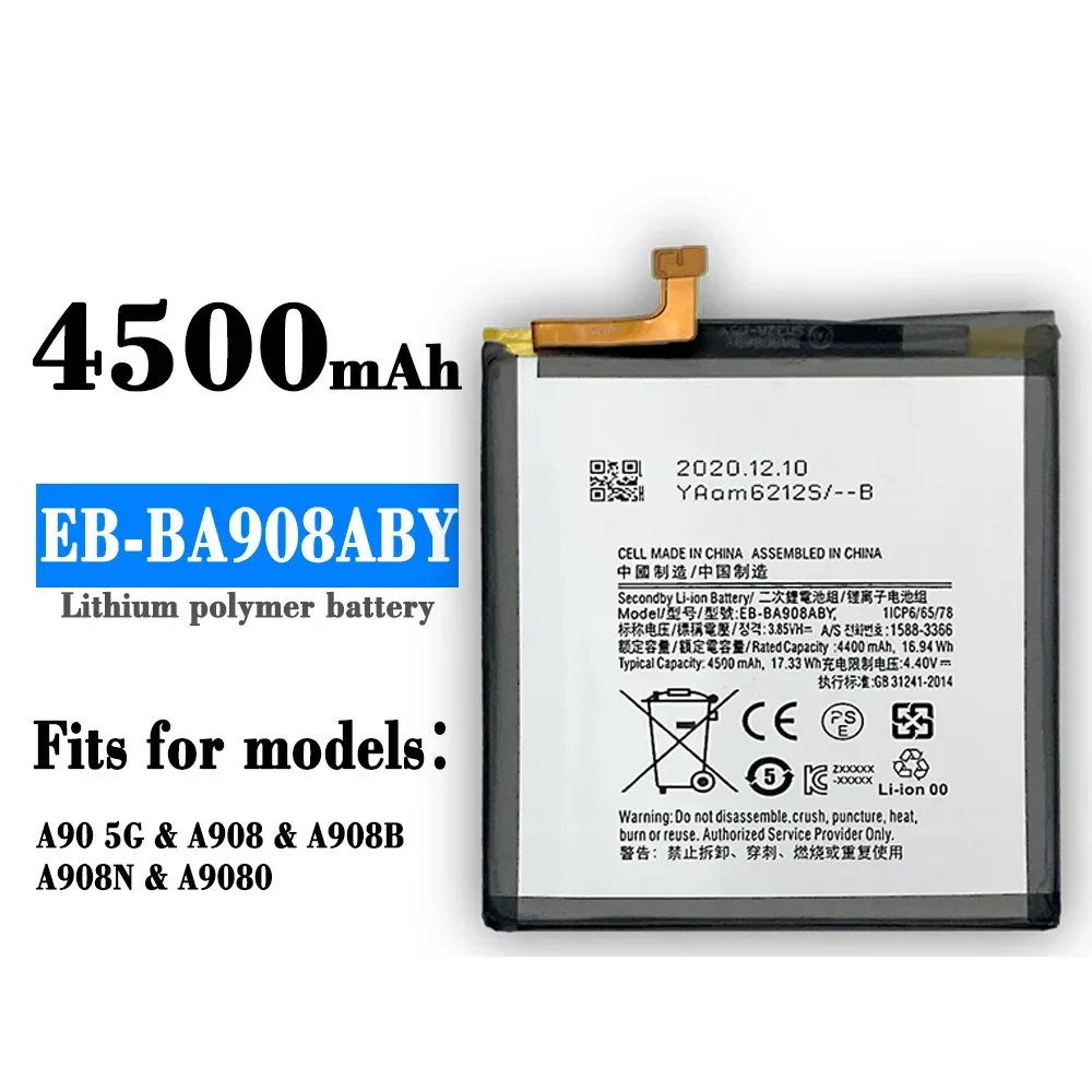 4500mAh EB-BA908ABY Rechargeable Battery For SAMSUNG Galaxy A90 5G A908 A908B A908N A908 4500mAh Latest Bateria + Free Tool kit