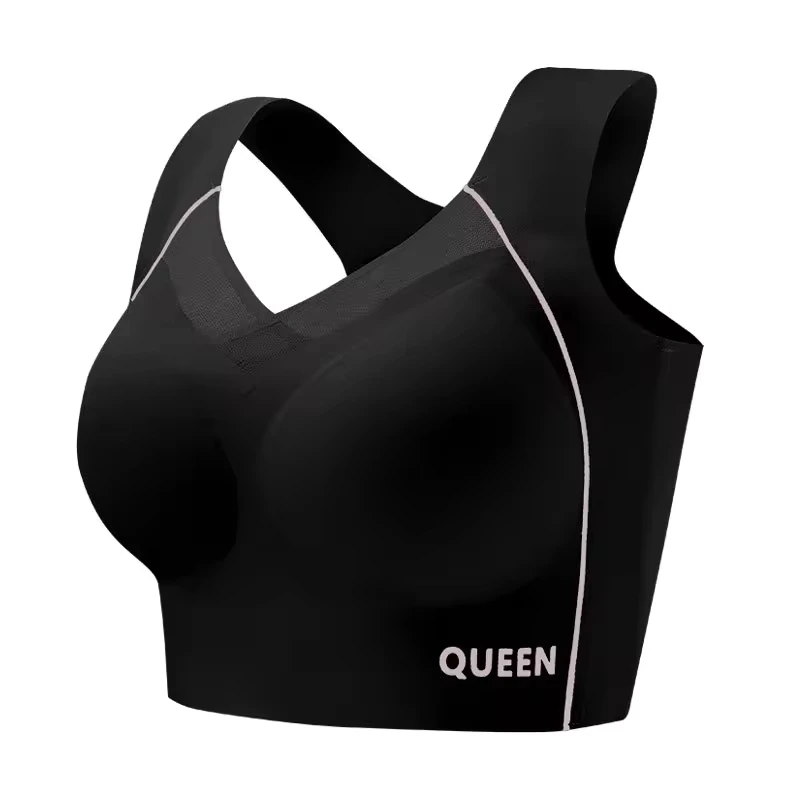 

Seamless Plus Size Women's Underwear Shockproof Wireless Yoga Sports Bra with Side Breast Support