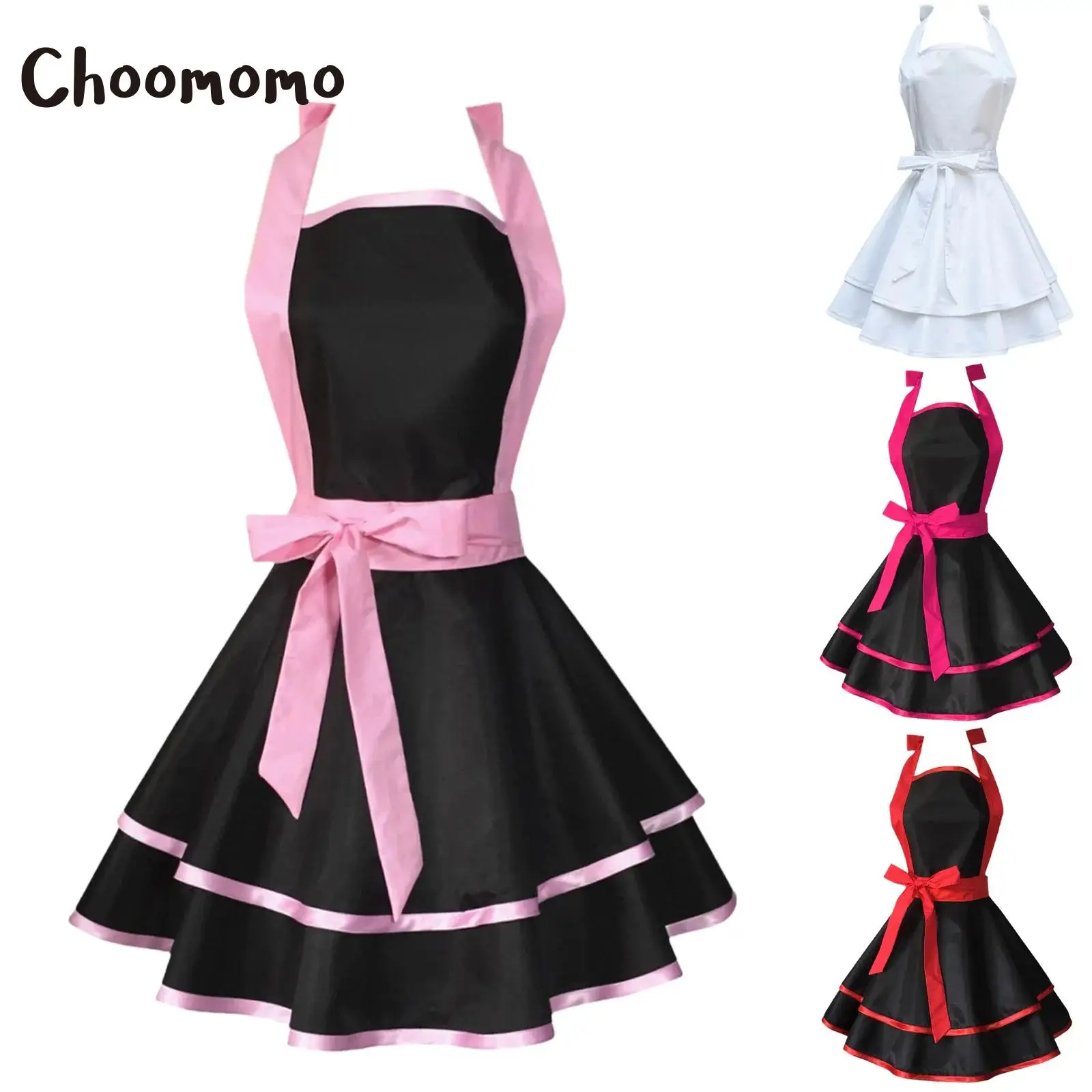 

Vintage 50s Apron Waist Cover Halloween Christmas Apron Family Gatherings Baking Cooking Kitchen Ruffle Apron for Waitress Use