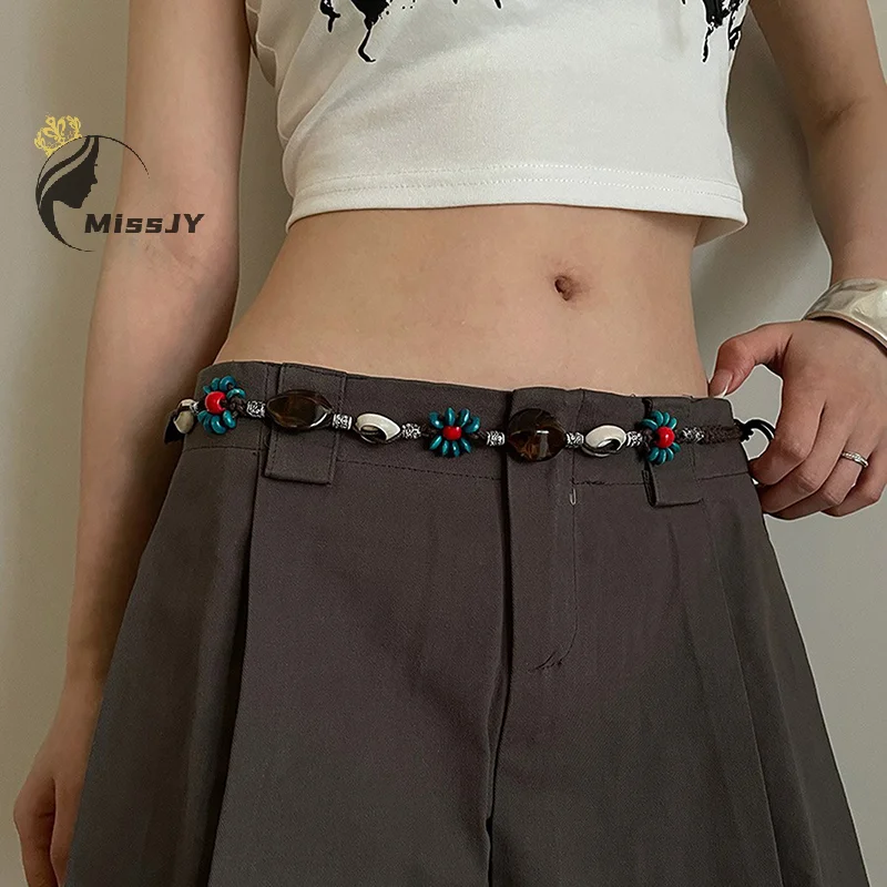 สไตล์โบฮีเมียนทอเชือกเอวสไตล์ชาติพันธุ์ลูกปัดเข็มขัดผู้หญิงสบายๆสไตล์เชือกเอวเสื้อผ้าอุปกรณ์เสริมของขวัญ