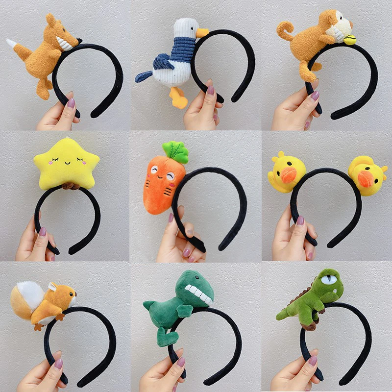 Cute  Cartoon Animal Dinosaur Plush Hair Rope Women Girl headband Party