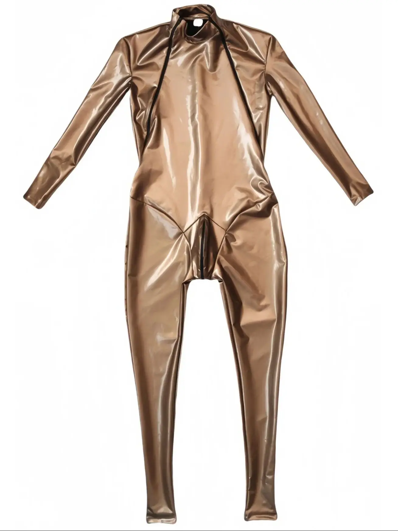 

Мужской комбинезон-боди из ПВХ с эффектом мокрой кожи, блестящий, из искусственной кожи, с выпуклым карманом, для косплея, цельный комбинезон