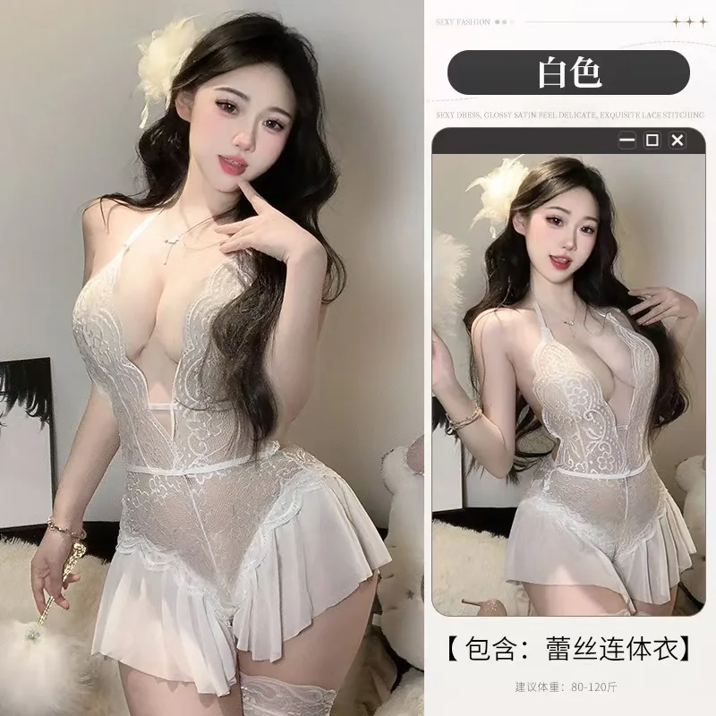 

Сексуальное женское белье, пижамы с лямкой на шее и завязками для женщин, фиолетовая очаровательная униформа с открытой промежностью, соблазнительное боди, сексуальная униформа