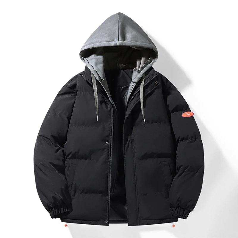 

Fashion Men's Hooded Parka Jackets Thick Warm Outdoor Hip Hop Streetwear Casual Winter Quality Male Puffer Jacket Couple Coats