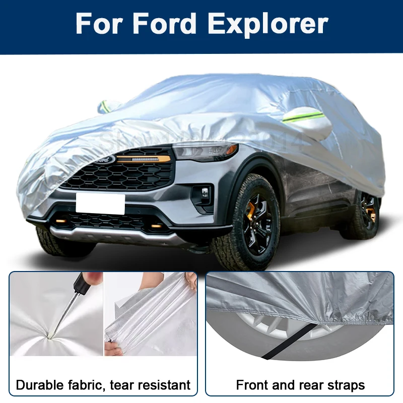 

Outdoor Full Car Cover For Ford Explorer with Reflective Strips Waterproof Snowproof Dustproof UV Protection Auto Accessories