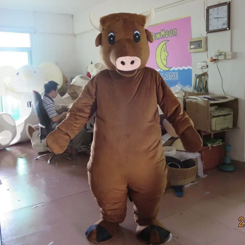 brown cow mascot costume adult bull costume