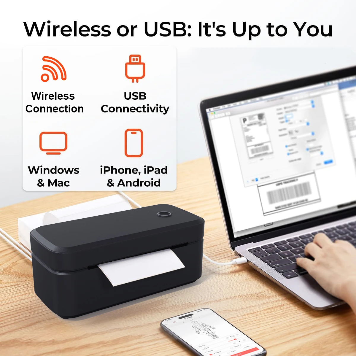 Stampante termica per etichette Marklife X4 Stampante portatile per pacchetti postali 4x6 Stampa Bluetooth e riconoscimento automatico delle etichette